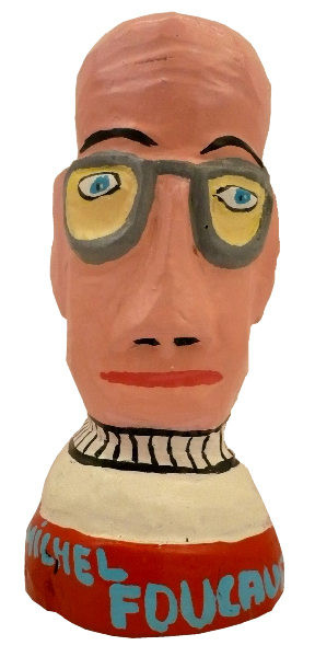 Michel Foucault. Yann Paris. Sculpture en bois. Hauteur 25 cm