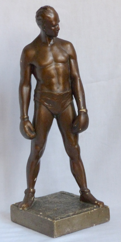 Le boxeur. Signé Jouanneaut. Plâtre. 45 cm.colection modestes et hardis
