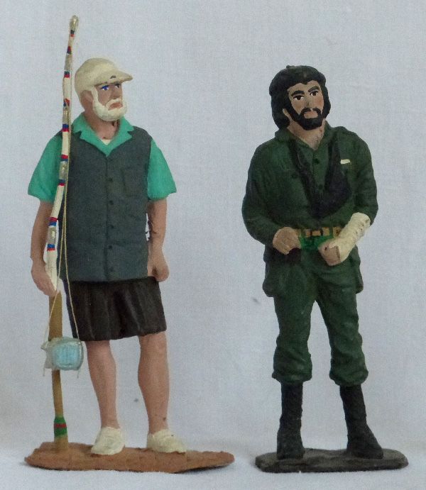 Hemingway et Castro. Cuba personnages de plomb. 9 et 7 cm.Collestion Modestes et Hardis