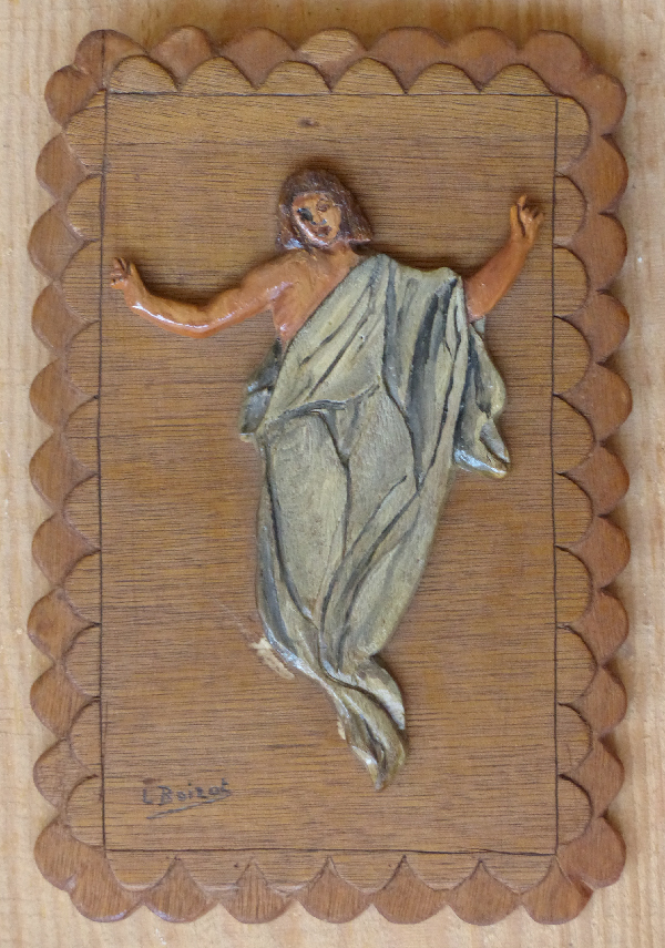 Archange Gabriel. Léon Boizot.Contreplaqué sculpté en bas relief. art modeste, art singulier. Modestes et hardis.art populaire