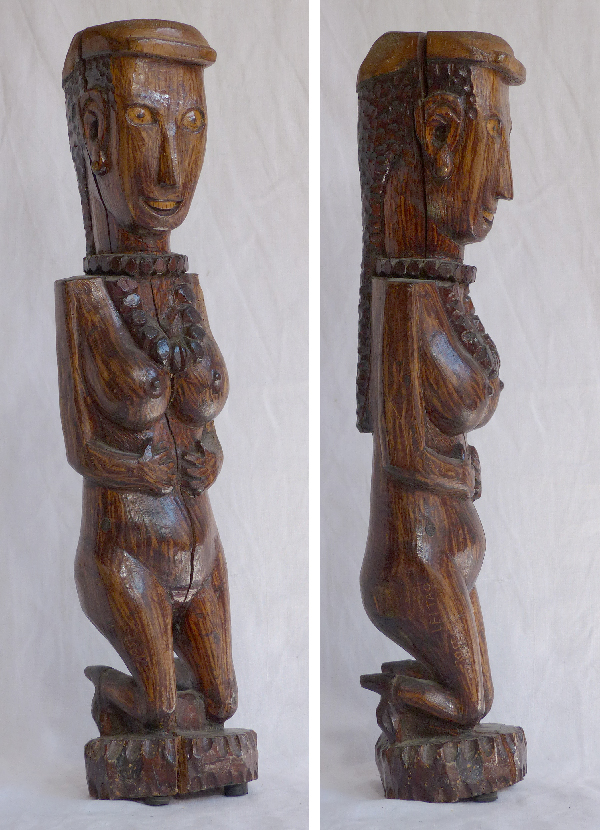 Femme à genoux. José Leitao. Sculpture bois. 55 cm.