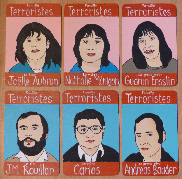 Laurent Jacquy. Peinture sur bois. terroristes