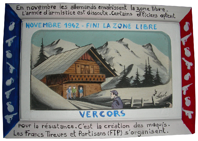 Laurent Jacquy. Série Vercors. Peinture sur tableaux souvenirs.